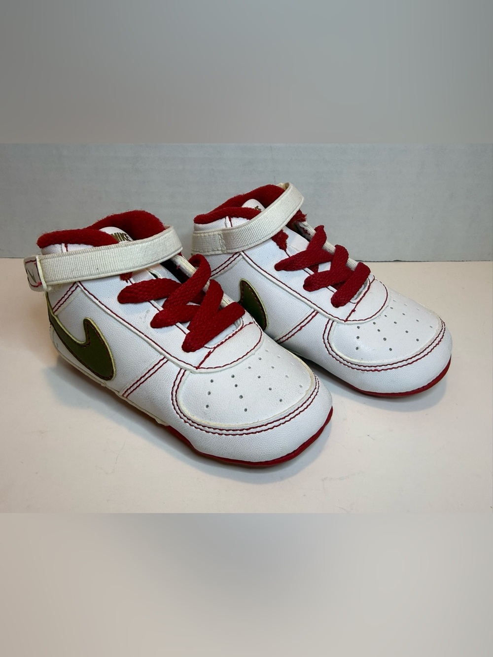 Nike Force 1 Crib Baby Shoes White Team Red Soft Bottom Size 3C